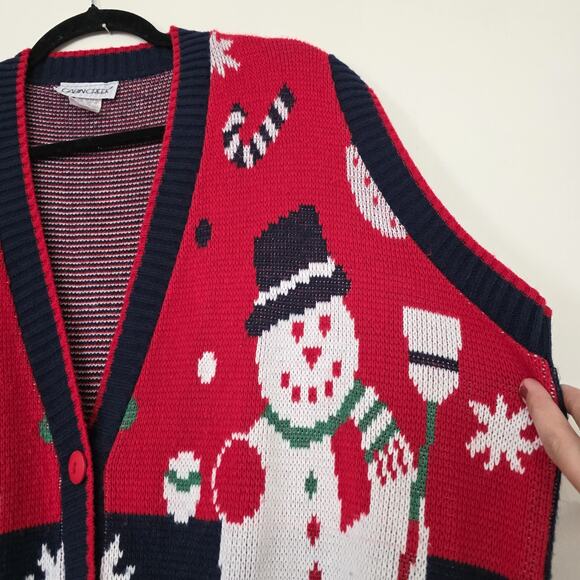 Vintage Ugly Christmas Sweater Vest Womens 20W Snowman Winter Oversized Artsy - Picture 3 of 10